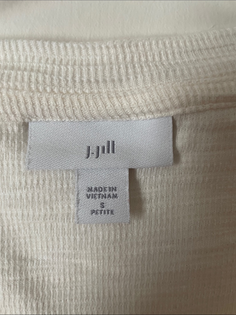 Cream Ribbed Henley Top with Button Placket - Picture 3 of 5